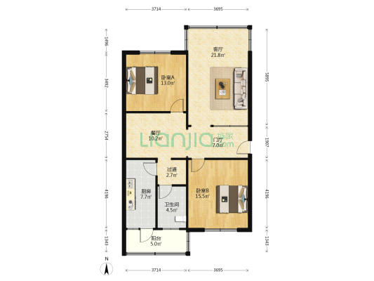 怡湖西路271号院 2室2厅1卫 104平方
