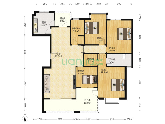 国土局小区 4室1厅1卫 153平方
