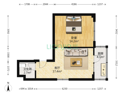 福盛花园 1室1厅1卫 60平方