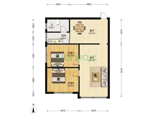花溪大道中段480号 2室2厅1卫 86平方