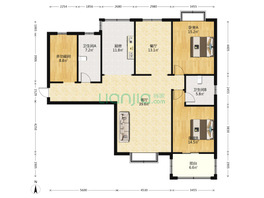 工人劳模小区 3室2厅2卫 159平方