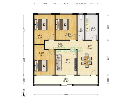 燕赵南大街218-6号 3室2厅1卫 143平方