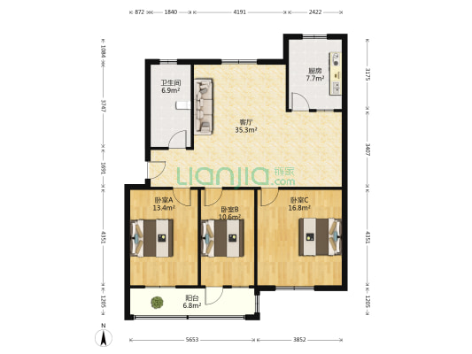 商业物资总公司家属院 3室1厅1卫 115平方