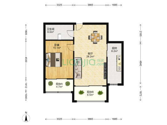 华鹏馨苑西区 1室1厅1卫 83平方