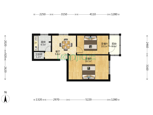 天华园 2室1厅1卫 46平方