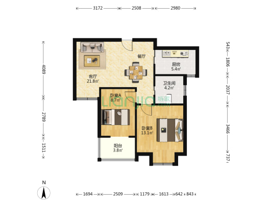惠民家园 2室1厅1卫 73平方