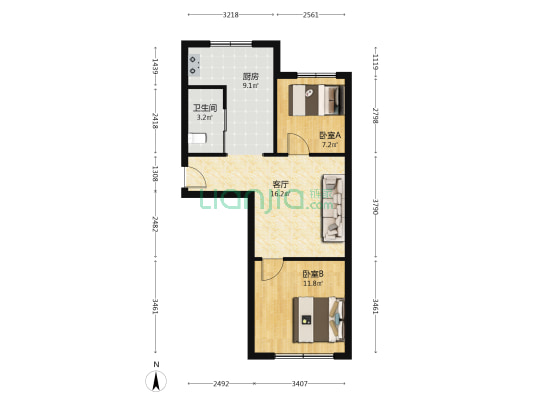 葵松园 2室1厅1卫 62平方