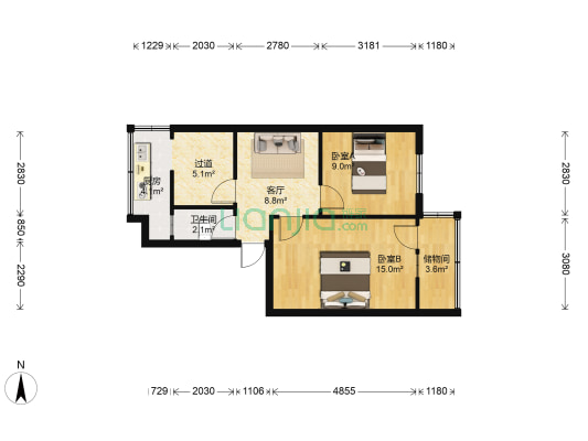 八中家属院 2室1厅1卫 56平方