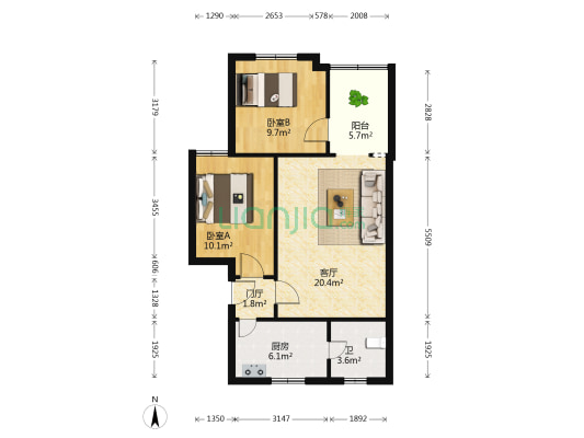 爱心小区 2室1厅1卫 71平方