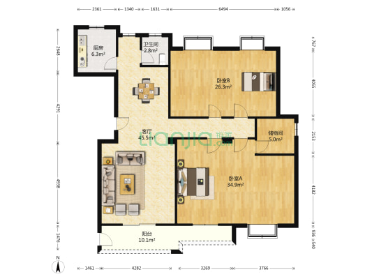 麓阳和景雅苑 2室1厅1卫 162平方