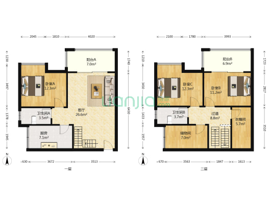 天佑山水国际 3室1厅2卫 120平方