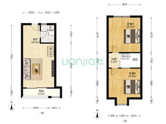 天星湖公寓北区 2室1厅1卫 52平方
