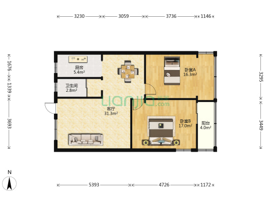 海口市邮政局农垦宿舍区 2室1厅1卫 70平方