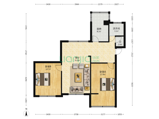 杨祠街南二巷6号 2室1厅2卫 67平方