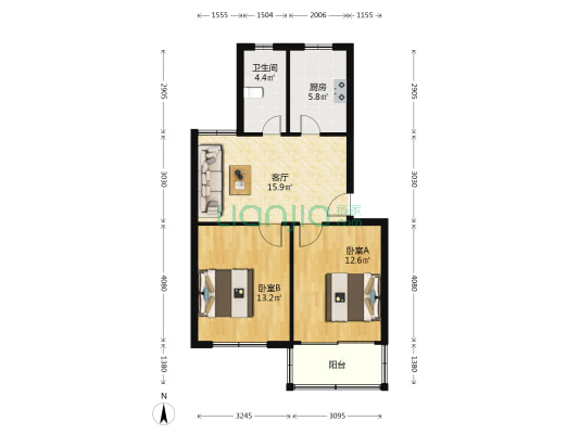 亭南新村南区 2室1厅1卫 112平方