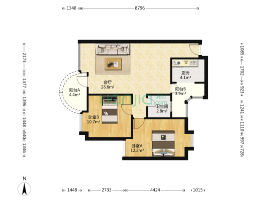 海岸明珠园 2室1厅1卫 74平方
