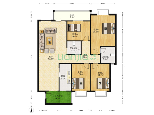 瑞城加州花园 4室1厅2卫 149平方