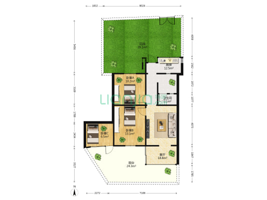 云南大学家属宿舍 3室1厅1卫 50平方