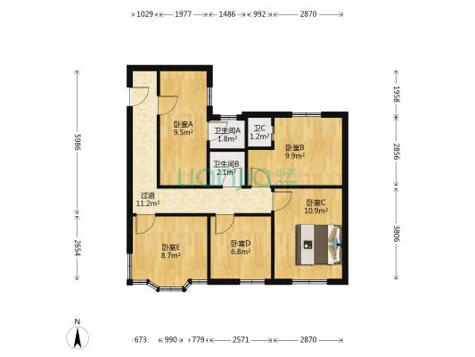 育蕾小区 5室0厅3卫 76平方