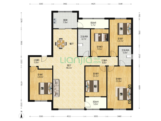 紫筑雅园 5室1厅2卫 199平方