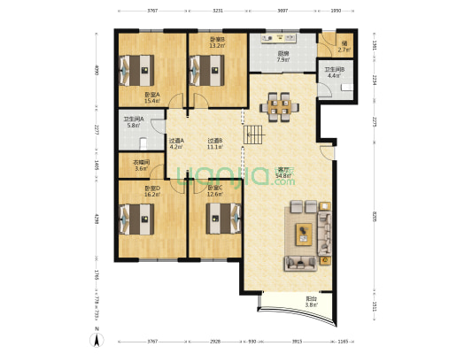 文澜尊邸 4室1厅2卫 208平方