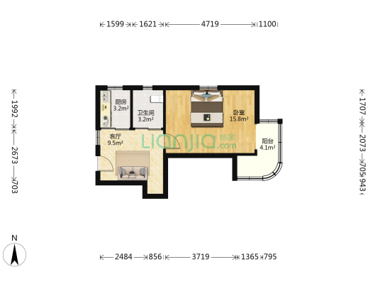 场中路2471弄 1室1厅1卫 43平方