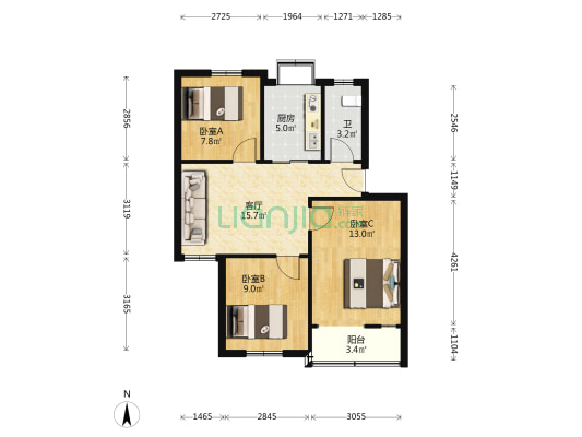 电厂东路1号院 3室1厅1卫 70平方