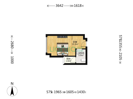 方圆大学时光 1室0厅1卫 29平方