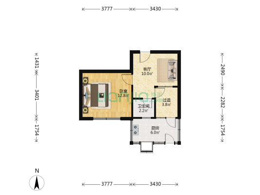 林业局宿舍 桥西 槐安路 1室1厅1卫 40平方