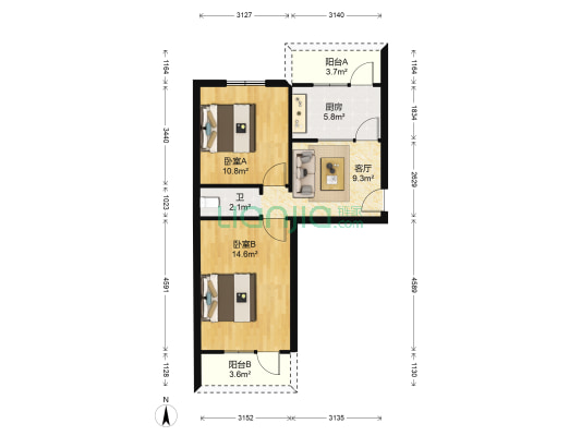 社学巷11号小区 2室1厅1卫 57平方