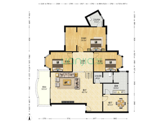 和平苑 3室2厅2卫 150平方