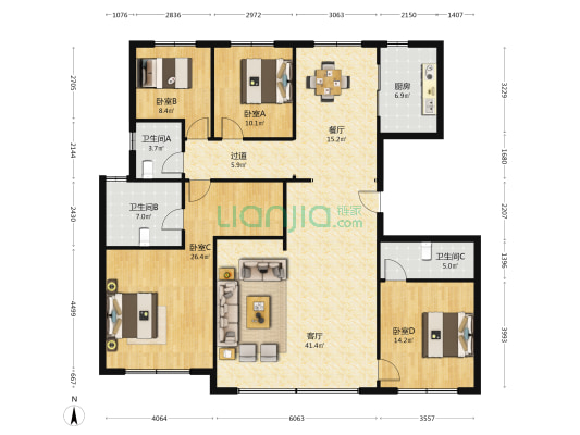 金茂府御岭墅 4室2厅3卫 184平方