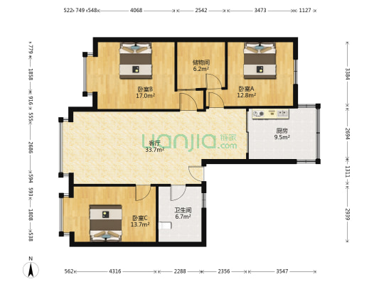隆福商住楼 3室1厅1卫 112平方