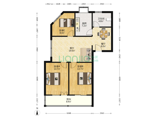 棋盘街26号 3室2厅1卫 106平方