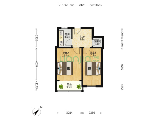 清和路 2室0厅1卫 44平方