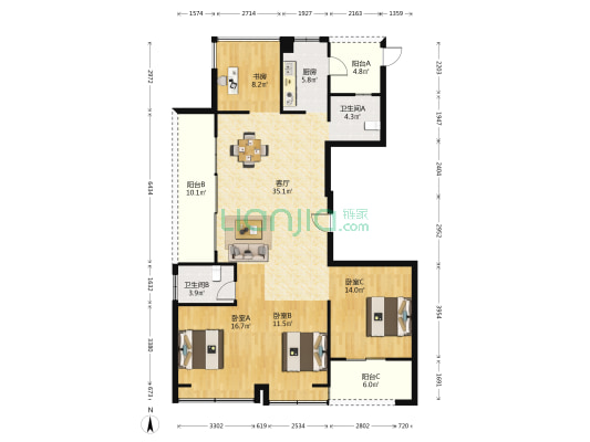 融信宋都南山府 4室1厅2卫 139平方