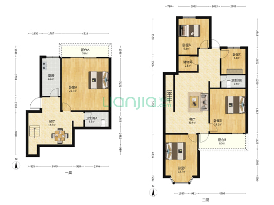 流星花园 5室2厅2卫 165平方