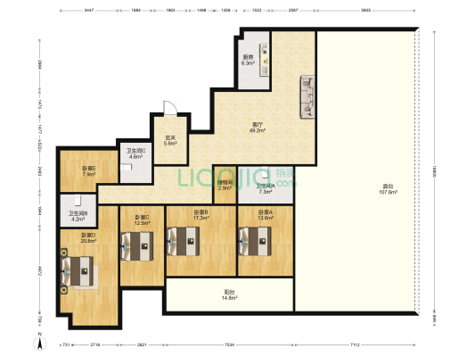 国耀财富和园 5室1厅3卫 165平方