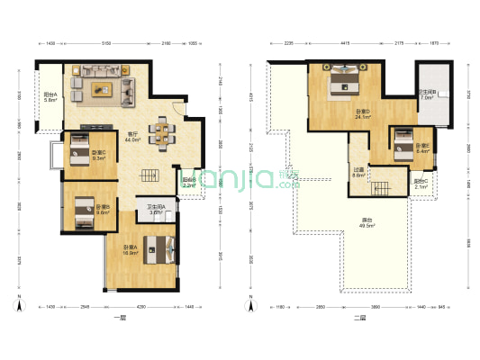中颐海伦堡花样年华二期 5室1厅2卫 182平方