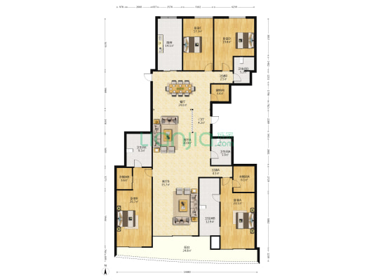 云锦中心 4室3厅4卫 323平方