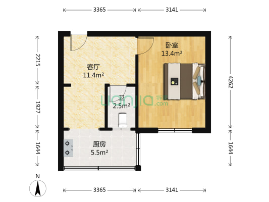 公交公司宿舍(广平街) 1室1厅1卫 36平方