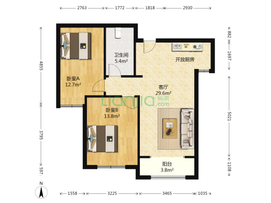 海信悦华里 2室1厅1卫 89平方