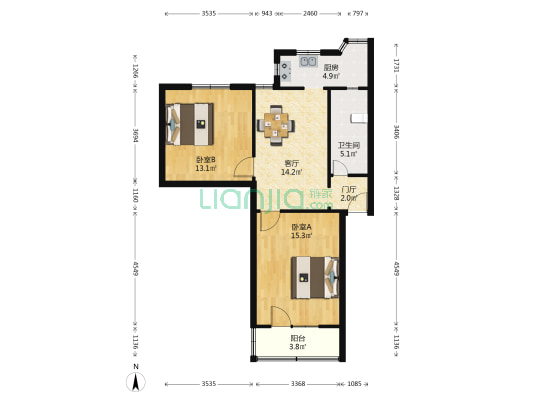 体委家舍 2室1厅1卫 71平方