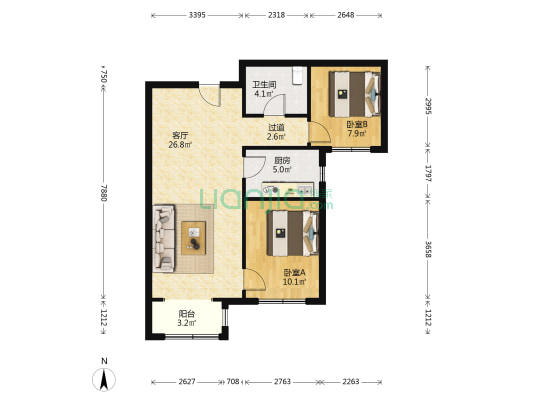 金顺园 2室1厅1卫 83平方