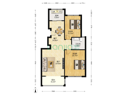 盛世康城三期 2室2厅1卫 101平方