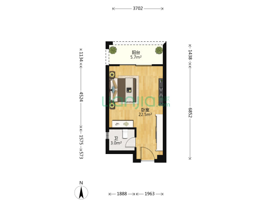蓝海名都 1室0厅1卫 40平方