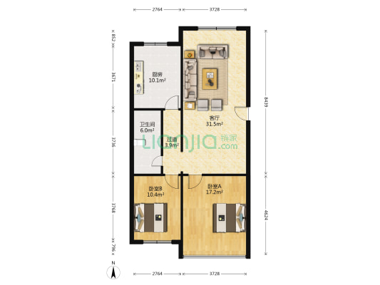 双利花园 2室1厅1卫 98平方