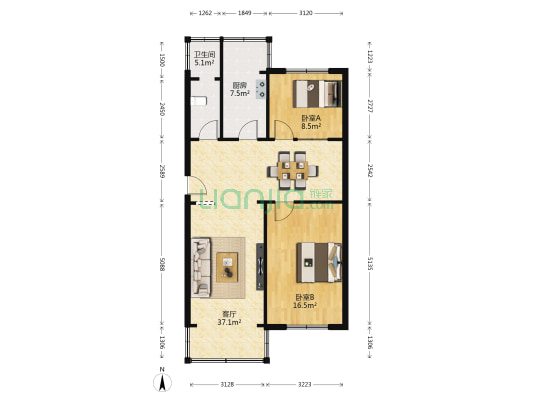 畅家巷小区 2室1厅1卫 91平方