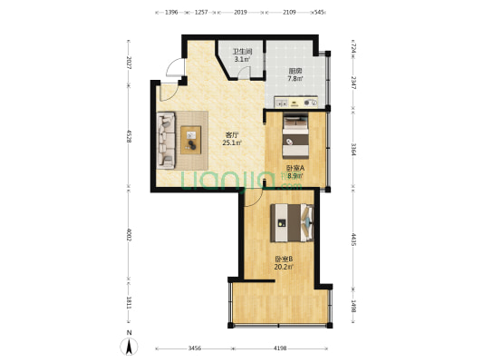 能补天巷2-1号 2室1厅1卫 85平方