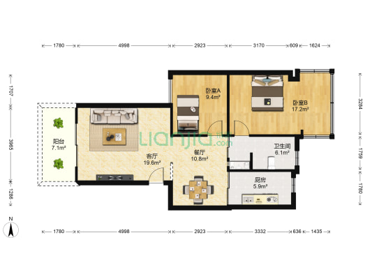 金永昌家园 2室2厅1卫 84平方